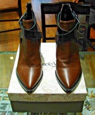 GIAMPAOLO VIOZZI Brown & Black Leather Boots Size 39 w/Box
