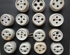 15 Prises rondes en porcelaine matériel électrique ancien