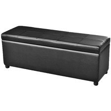 Banc Long de Rangement Siège Coffre Bout de Lit Repose-pied Bois Noir vidaXL