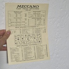 MECCANO TARIF 1934  pièces