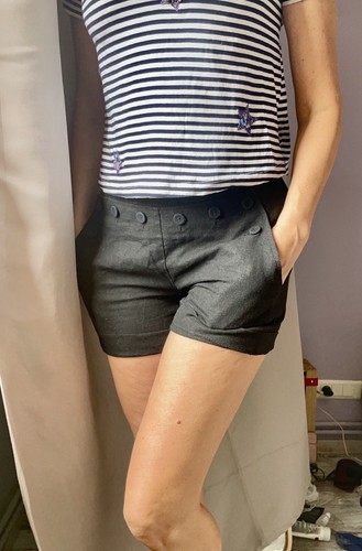 Shorts noir marine - , boutonné
