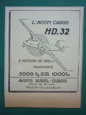 1952-54 PUB AVIONS HUREL-DUBOIS MEUDON VILLACOUBLAY AVION HD.32 ORIGINAL AD