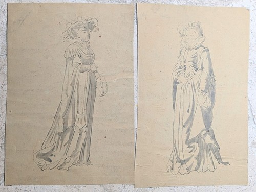 Deux dessins lavis xixème - dessins,