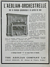 PUBLICITÉ DE PRESSE 1907 AEOLIAN ORCHESTRELLE - THE AEOLIAN COMPAGNY .