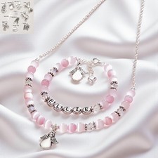 Nom au Choix Set Bijoux pour Filles,Enfants Bijoux,Collier & Bracelet Ensemble