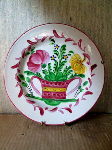 Assiette pot fleuri faience - assiette,