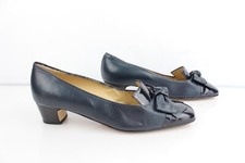 Vintage Escarpins trotteurs CORALIE tout cuir bleu marine T 39,5 TBE