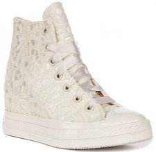 Converse A15086C Chuck 70 Wedge Plateforme Femmes Baskets En Crème UK 3 - 8