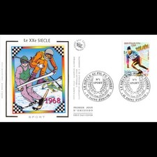 FDC soie - Sport. Le skieur