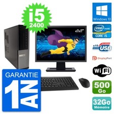 PC Dell 990 DT Ecran 22" Intel i5-2400 RAM 32Go Disque Dur 500Go Windows 10 Wifi