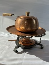 Swiss Stockli Netstal Hammered Copper FONDUE POT Suisse retro fromage cuisine