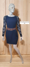 La fée maraboutée Taille 38 Superbe robe chic bleu marine noire dentelle