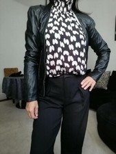 Veste noire blouson cuir mouton veritable Zara taille M 38/40
