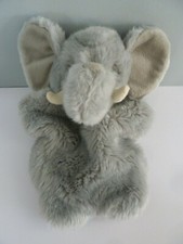166- DOUDOU MARIONNETTE ELEPHANT GRIS BLANC BLUE KG FOURRURE POIL LONG - TTBE