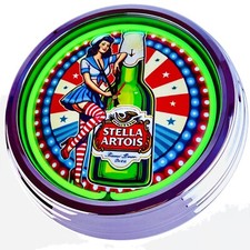N-0882 "Stella Artois", Grande Horloge Néon 17" Horloge Murale Rétro Années 50