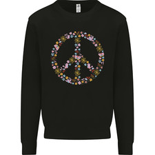 Sweat À Capuche Floral Symbole De Paix Hippie Amour Pour Hommes