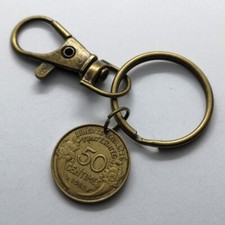 Keychain – 50 Centimes 1932 – French Republic Morlon type – vintage bronze look
