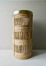 porte-parapluie en bambou/rotin et laiton, DLG de Gabriella Crespi, années 70