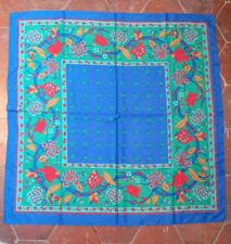 Foulard Scarf Carré Bleu Vert Jacques Estérel  Fleur Flower 