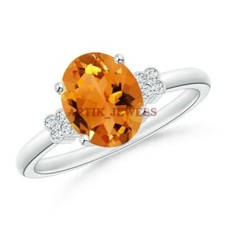 Naturel Citrine Pierre Précieuse Avec 925 Bague en Argent pour Femmes #4054