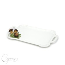 BASSANO Céramique Plateau à Servir Assiette Champignons 3D 38 CM D'Italie Neuf