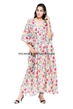 10 PC Indien Main Bloc Imprimé Vacances Haut Grande Taille Caftan Robe Tunique