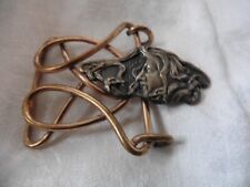 ANCIENNE BOUCLE DE CEINTURE ART  DECO TETE DE FEMME ARGENT LAITON