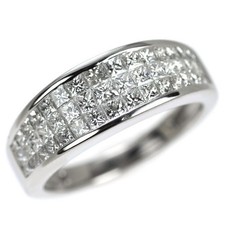 Bague diamant taille princesse Pt950 sertie mystère - livraison gratuite...