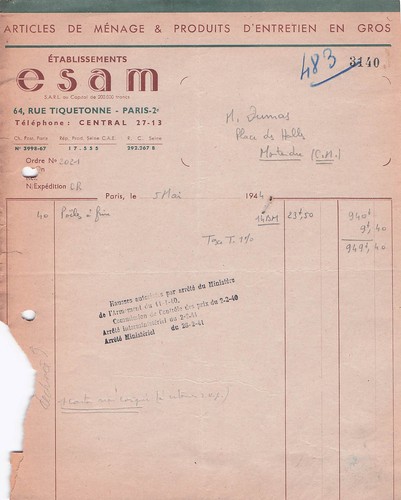 Paris negociant esam 1944 - paris,