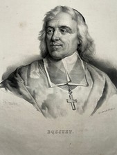 JACQUES BENIGNE BOSSUET Portrait LITHOGRAPHIE Grevedon DELPECH XIX°