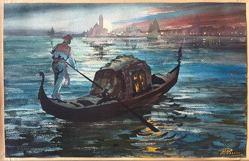Tableau gouache sur papier - papier, vue