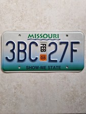 Plaque d'immatriculation americaine Missouri USA US License Plate