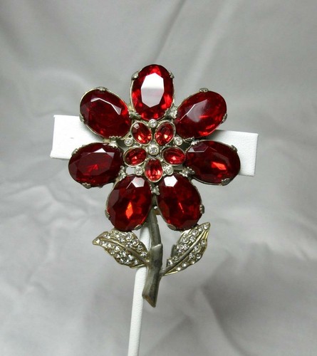 Fleur rouge pince broche - rouge,