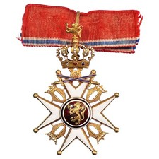 Norvège - décoration - médaille Ordre de Saint Olaf - Or 18 carats et émail