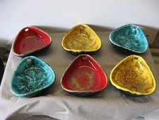 Rare lot de 6 ramequins vintage 1970 3 couleurs rouge jaune vert émaux du Verger