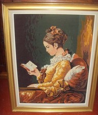 Tableau en canevas d'après la peinture à l'huile de Fragonard : La liseuse 