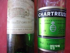 Lot de bouteilles Margaud et Chartreuse vides