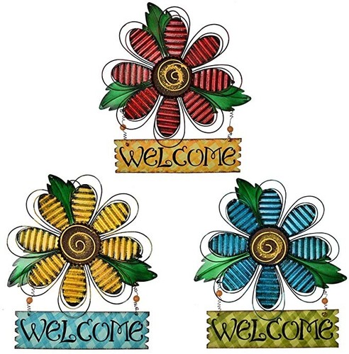 Metal flower welcome door sign - flower,