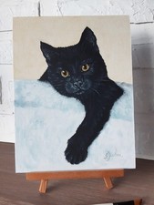Charmant chat noir peinture à