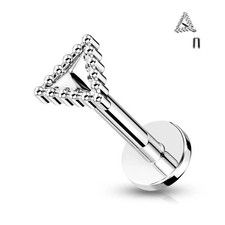 Piercing labret oreille hélix triangle perlé argenté