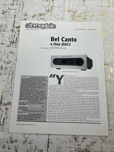 Stereophile bel canto one - bel, e.one