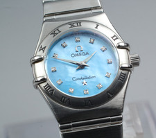 OMEGA Constellation My Choice 1456 Blue MOP Diamond Dial QZ Box Extra Links