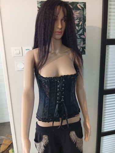 Corset noir bustier satiné - noir,