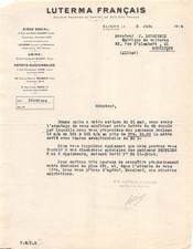 FACTURE  1914 LUTERMA FRANCAIS