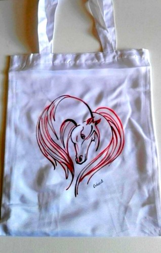 Sac tissus cheval - , peint