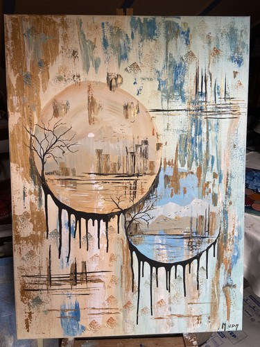 Peinture tableau abstrait zen - peinture,