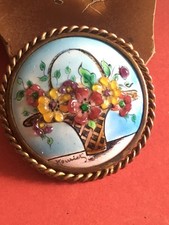 ANCIENNE BROCHE EN EMAUX D'ART