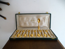 12 cuilleres à moka / expresso métal doré ALFENIDE CHRISTOFLE coquille en écrin