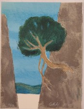  Lithographie "Laurier" Bernard Cathelin, L'intelligence des Fleurs - 1988 