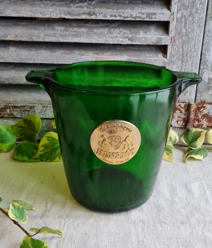 Ancien seau verre vert - ancien,